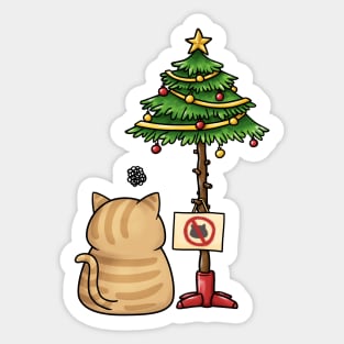 Funny Cat Christmas Tree Sticker